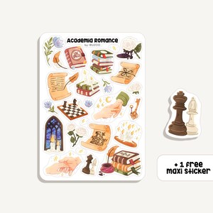 Sticker Sheet Academia Romance | Aufkleber Akademie Romantik | Bullet Journal - Scrapbook - Planner - Dekoration - Lesen - Bücher