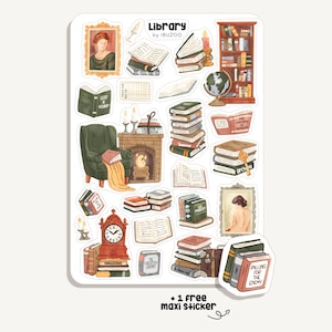 Biblioteca de pegatinas | Biblioteca de pegatinas | Bullet Journal - Álbum de recortes - Planificador - Decoración - Lectura - Regalos para lectores