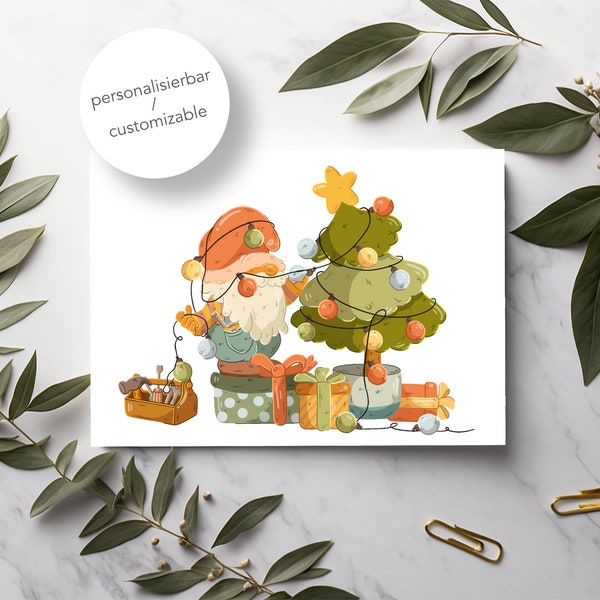 Postkarte Artprint Weihnachtsgnom | A6 Postkarte, Grußkarte, Greeting Card, personalisierbar, personalisierbare Postkarte, Kunstdruck