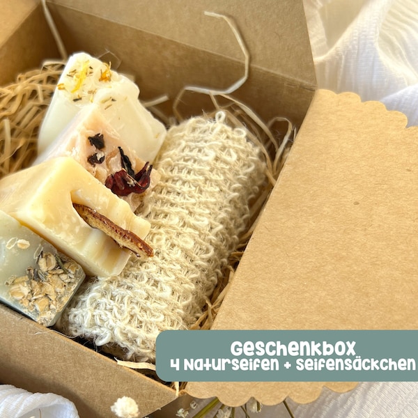 Geschenkbox personalisierbar Seife - Bio, Vegan, Handgemacht - Zero Waste, Gastgeschenk, Probebox, Naturseife, Geschenk, Seifenbox