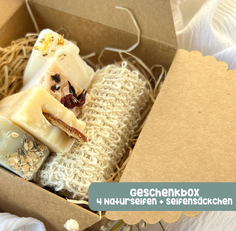 Gift box personalizable soap organic, vegan, handmade zero waste, guest gift, sample box, natural soap, gift, soap box image 1