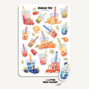 Sticker Sheet Bubble Tea | Aufkleber Boba Tee | Bullet Journal - Scrapbook - Planner - Tee - Getränk