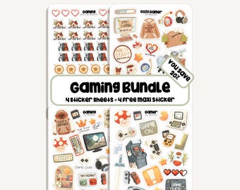 Conjunto de adesivos para jogos | Adesivos de videogame | Adesivos para Bullet Journal - Planejador - Decoração - Controle - Gamer