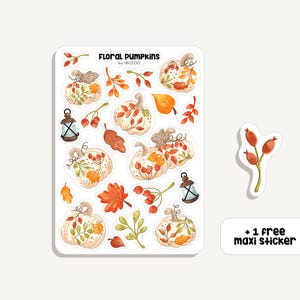Stickervel Bloemenpompoenen | Sticker bloemen pompoenen | Bullet Journal - Plakboek - Planner - Decoratie - Herfst - Esthetiek