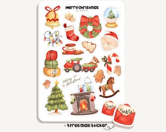 Sticker Sheet Merry Christmas | Bullet Journal - Scrapbook - Planner - Decoration Stickers - Winter