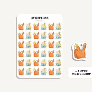 Hoja de pegatinas Minis de comestibles ? Pegatinas Comida Minis | Bullet Journal - Scrapbook - Planificador - Decoración - Compras - Tracker