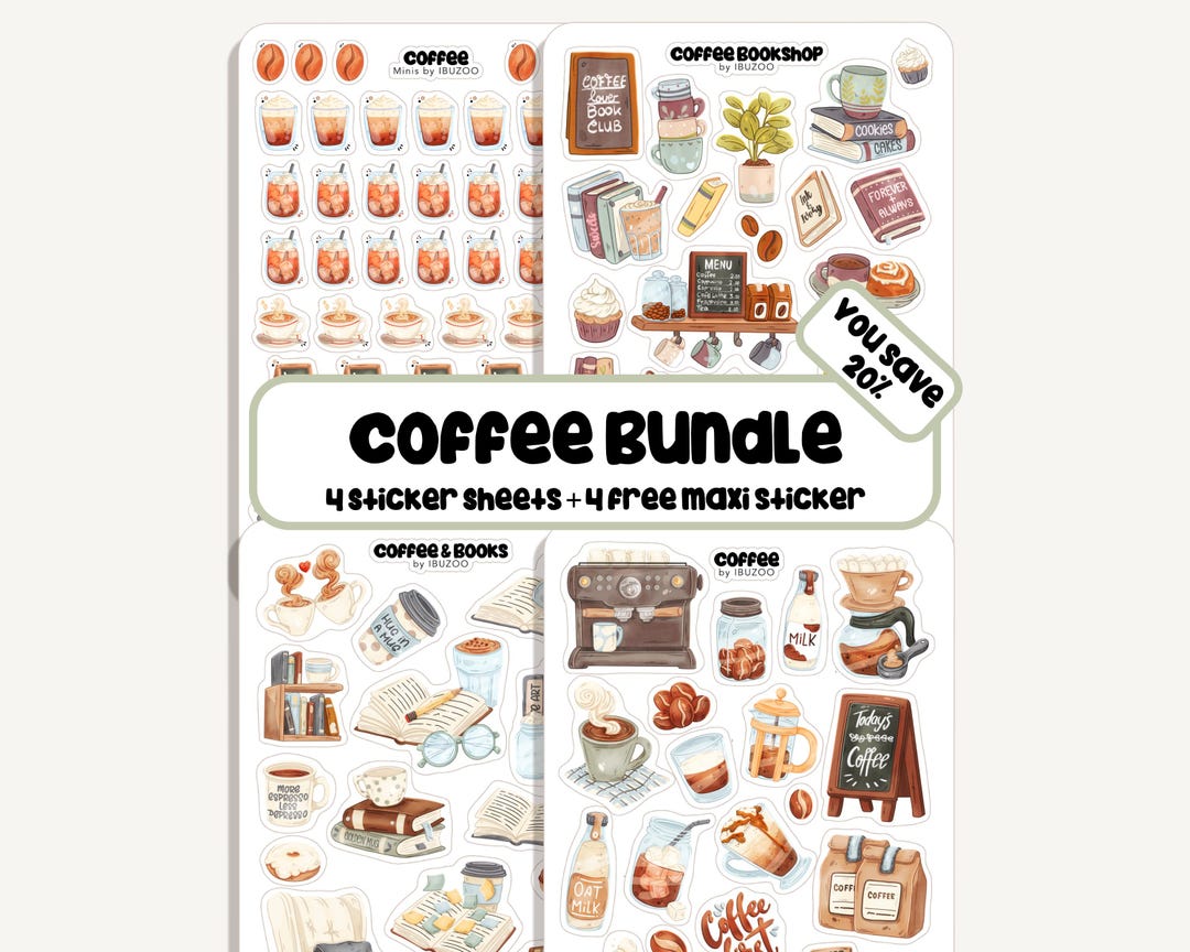Sticker Set Coffee | 4 Sticker Sheets + 4 Maxi Sticker | Bullet Journal ...