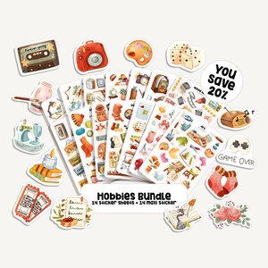 Sticker Set Hobby | Aufkleber Hobbies | 14 Sticker Sheets + 14 Maxi Sticker | 277 Sticker | Bullet Journal - Planner - Dekoration - Gaming