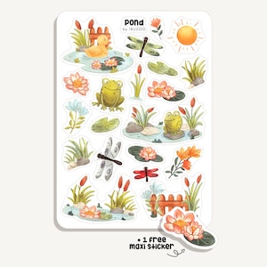 Sticker Sheet Pond | Aufkleber Teich | Bullet Journal - Scrapbook - Planner - Dekoration - Frühling - Frosch - Natur