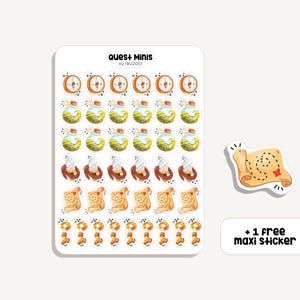 Hoja de pegatinas Quest Minis | Misión de pegatinas | Bullet Journal - Scrapbook - Planificador - Decoración - RPG Stickersheet - DnD - Fantasía