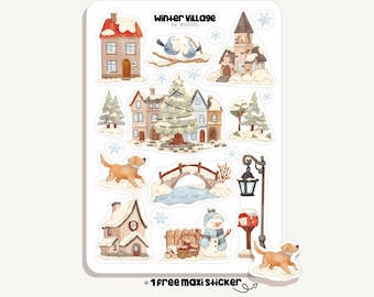 Sticker Sheet Winter Village | Bullet Journal - Scrapbook - Planner - Decoration - Winter
