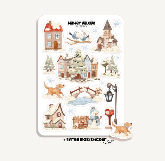 Sticker Sheet Winter Village | Aufkleber Winter Dorf | Bullet Journal - Scrapbook - Planner - Dekoration