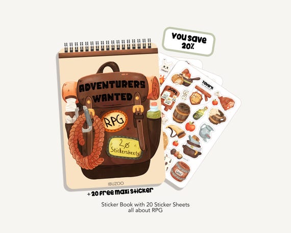 Sticker Buch RPG | 20 RPG Stickersheets - über 400 Sticker - Journal Sticker - Aufkleber - Sticker Set - DnD Sticker - Fantasie Sticker