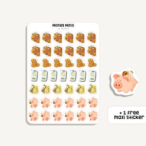 Sticker Sheet Money Minis | Aufkleber Geld Minis | Bullet Journal - Scrapbook - Planner - Dekoration - Budget - Tracker