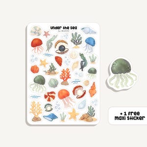 Stickervel Onder de Zee | Stickers Onder de Zee | Bullet Journal - Scrapbook - Planner - Decoratie - Strand - Schelpen - Koralen