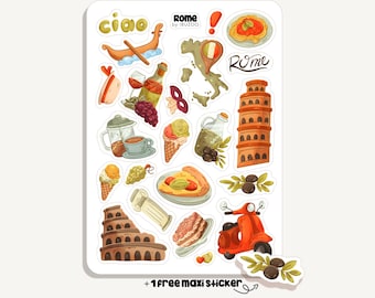 Sticker Sheet Rome | Bullet Journal - Scrapbook - Planner - Decoration - Italy - Travel