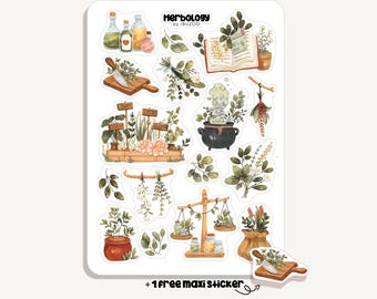 Sticker Sheet Herbology | Aufkleber Kräuterkunde | Bullet Journal - Scrapbook - Planner - Dekoration - Hexen - Magie - Zauberei - Wald