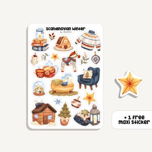Stickervel Scandinavische Winter |  Sticker Scandinavische Winter | Bullet Journal - Plakboek - Planner - Decoratie - Winter - Gezellig