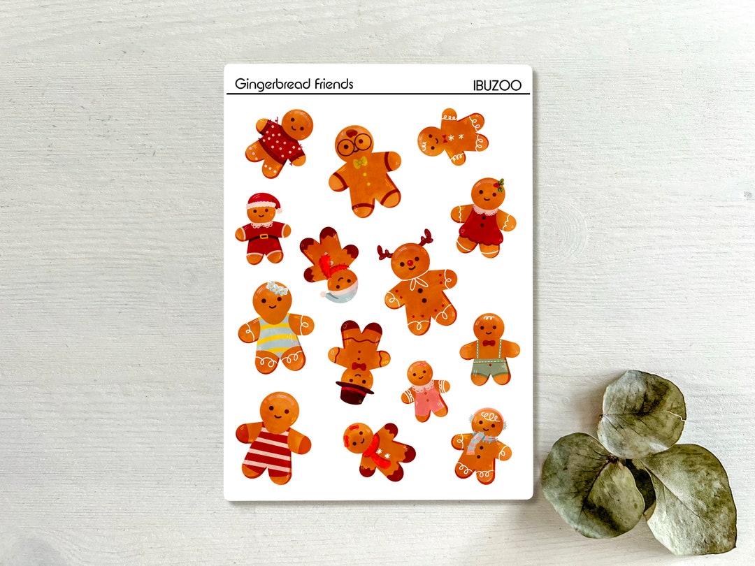 Gingerbread Sticker Craft Sticker Sheet Gingerbread Friends Bullet Journal Stickers - Etsy