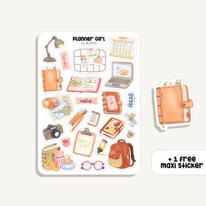 Foglio di adesivi Planner Girl | Ragazza pianificatrice di adesivi | Adesivi Bullet Journal - Adesivi per Scrapbooking - Planner - Decorazione