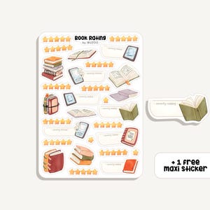 Sticker Sheet Book Rating | Aufkleber Bücher Bewertung | Bullet Journal - Scrapbook - Planner - Dekoration - Lesen - Buch Rezension