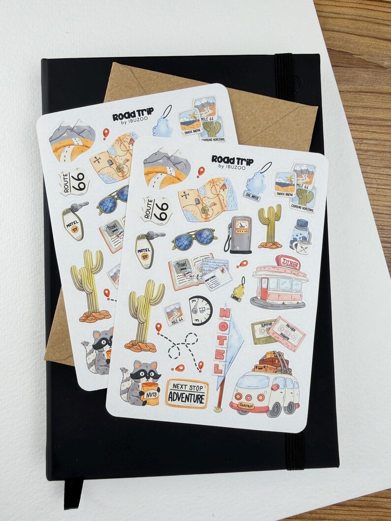 Journal Sticker Map Sticker Sheet Road Trip | Bullet Journal Stickers - Scrapbook Stickers ...