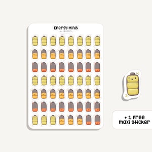 Arkusz naklejek Energy Minis | Naklejka Energy Minis | Bullet Journal - Album z wycinkami - Planista - Dekoracja - Bateria społecznościowa - Tracker