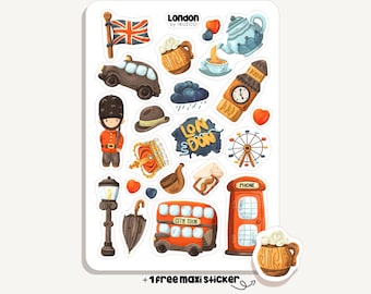 Sticker Sheet London | Bullet Journal - Scrapbook - Planner - Decoration - England - Travel
