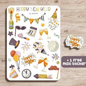 Sticker Sheet Happy New Year Bullet Journal Stickers Scrapbook Stickers Planner Stickers Decoration Stickers Stickersheet Bild 1