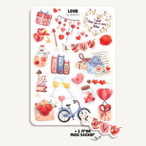 Sticker Sheet Love | Bullet Journal - Scrapbook - Planner - Decoration - Valentine's Day - Heart