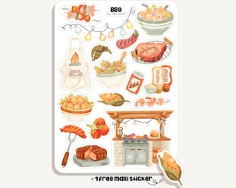 Sticker Sheet BBQ | Bullet Journal Stickers - Scrapbook Stickers - Planner - Decoration - Barbecue - Summer - Party