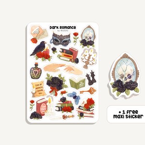 Sticker Sheet Dark Romance | Aufkleber Dunkle Romantik | Bullet Journal - Scrapbook - Planner - Dekoration - Buch Genre - Leser Geschenk