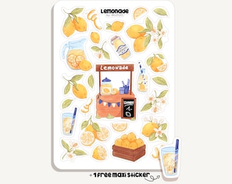 Sticker Sheet Lemonade | Bullet Journal Stickers - Scrapbook Stickers - Planner - Decoration - Summer - Lemons