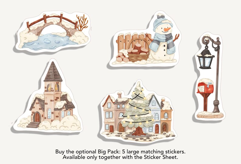 Sticker Sheet Winter Village | Bullet Journal - Scrapbook - Planner - Decoration - Winter Sticker + Big Pack