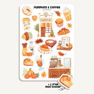 Sticker Sheet Pumpkins & Coffee | Aufkleber Kürbisse und Kaffee | Bullet Journal - Scrapbook - Planner - Dekoration - Herbst
