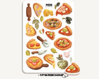 Sticker Sheet Pizza | Bullet Journal - Scrapbook - Planner - Decoration - Food - Rome - Italy