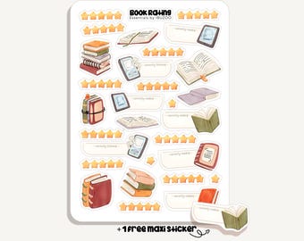 Sticker Sheet Book Rating | Aufkleber Bücher Bewertung | Bullet Journal - Scrapbook - Planner - Dekoration - Lesen - Buch Rezension