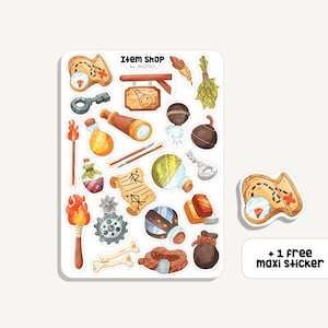 Sticker Sheet Item Shop | Aufkleber Geschäft | Bullet Journal - Scrapbook - Planner - Dekoration - RPG Stickersheet - DnD - Fantasie
