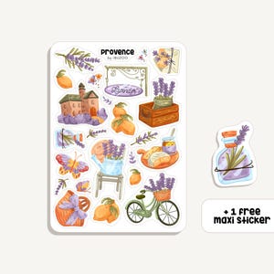 Sticker Sheet Provence | Aufkleber Provence | Bullet Journal - Scrapbook - Planner - Dekoration - Frankreich - Natur - Lavendel