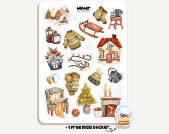 Sticker Sheet Winter | Bullet Journal - Scrapbook - Planner - Decoration - Snow