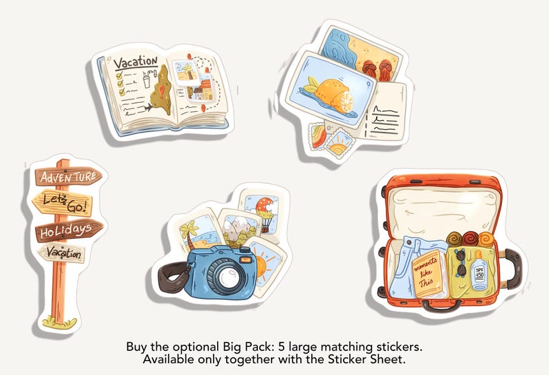 Ark med reseklistermärken | Reseklistermärken | Bullet Journal-klistermärken - Scrapbooking-klistermärken - Planerare - Dekoration - Fritid - Sommar Sticker + Big Pack