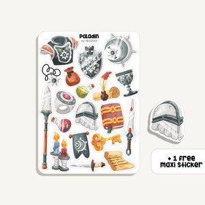 Sticker Sheet Paladin | Aufkleber Paladin | Bullet Journal - Scrapbook - Planner - Dekoration - RPG Stickersheet - Dnd- Fantasie