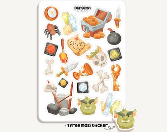 Sticker Sheet Dungeon | Bullet Journal - Scrapbook - Planner - Decoration - RPG Stickersheet - DnD - Fantasy