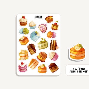 Torte in fogli adesivi | Torta adesiva | Bullet Journal - Scrapbook - Planner - Panetteria - Cottura al forno - Dolci - Cucina