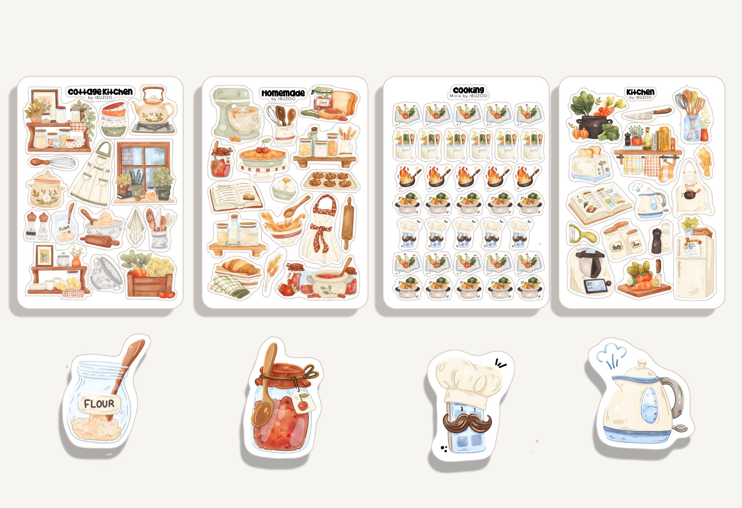 Kitchen Chart Sticker Sticker Set Kitchen | 4 Sticker Sheets + 4 Maxi Sticker | Journal ...