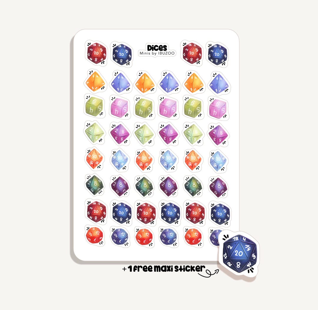 Sticker Sheet Dices Minis | Bullet Journal - Scrapbook - Planner ...