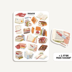 Sticker Sheet Reading | Aufkleber Lesen | Bullet Journal - Scrapbook - Planner - Dekoration - Buch Liebhaber - Leser