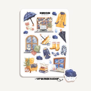 Sticker Sheet Rainy Day | Bullet Journal - Scrapbook - Planner - Decoration - Rain - Wind - Cozy