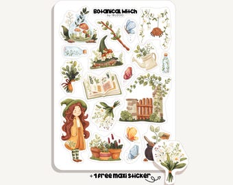 Sticker Sheet Botanical Witch | Bullet Journal - Scrapbook - Planner - Decoration - Magic - Fantasy - Forest
