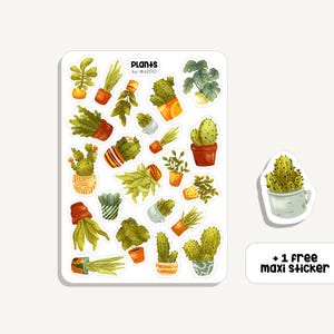 Hoja de pegatinas Plantas ? Plantas de pegatinas | Bullet Journal - Scrapbook - Planificador - Decoración - Naturaleza - Flores - Hojas